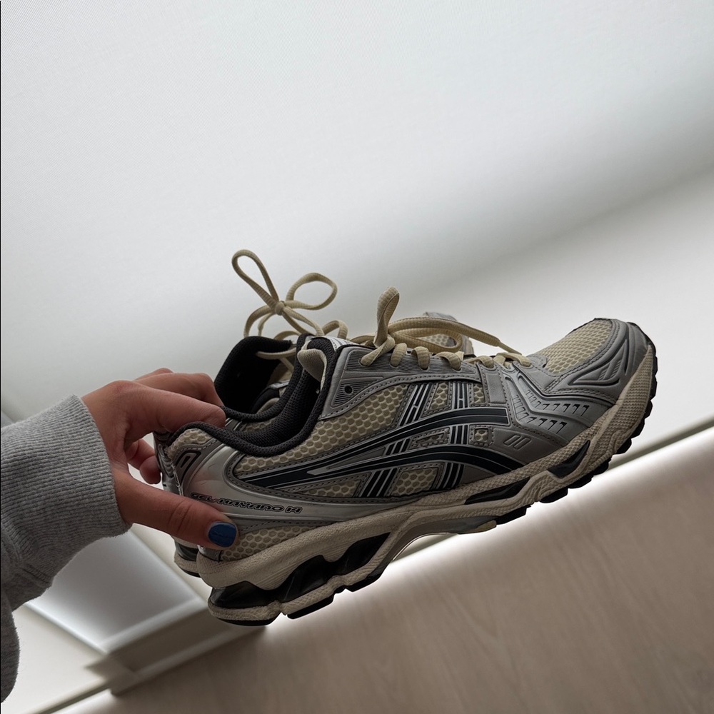 Asics Cream and Black Athletic Sneakers